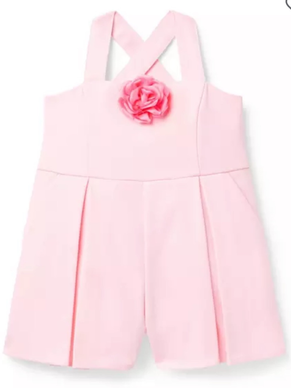 Janie and JackPink Cross-Back Rosette Romper